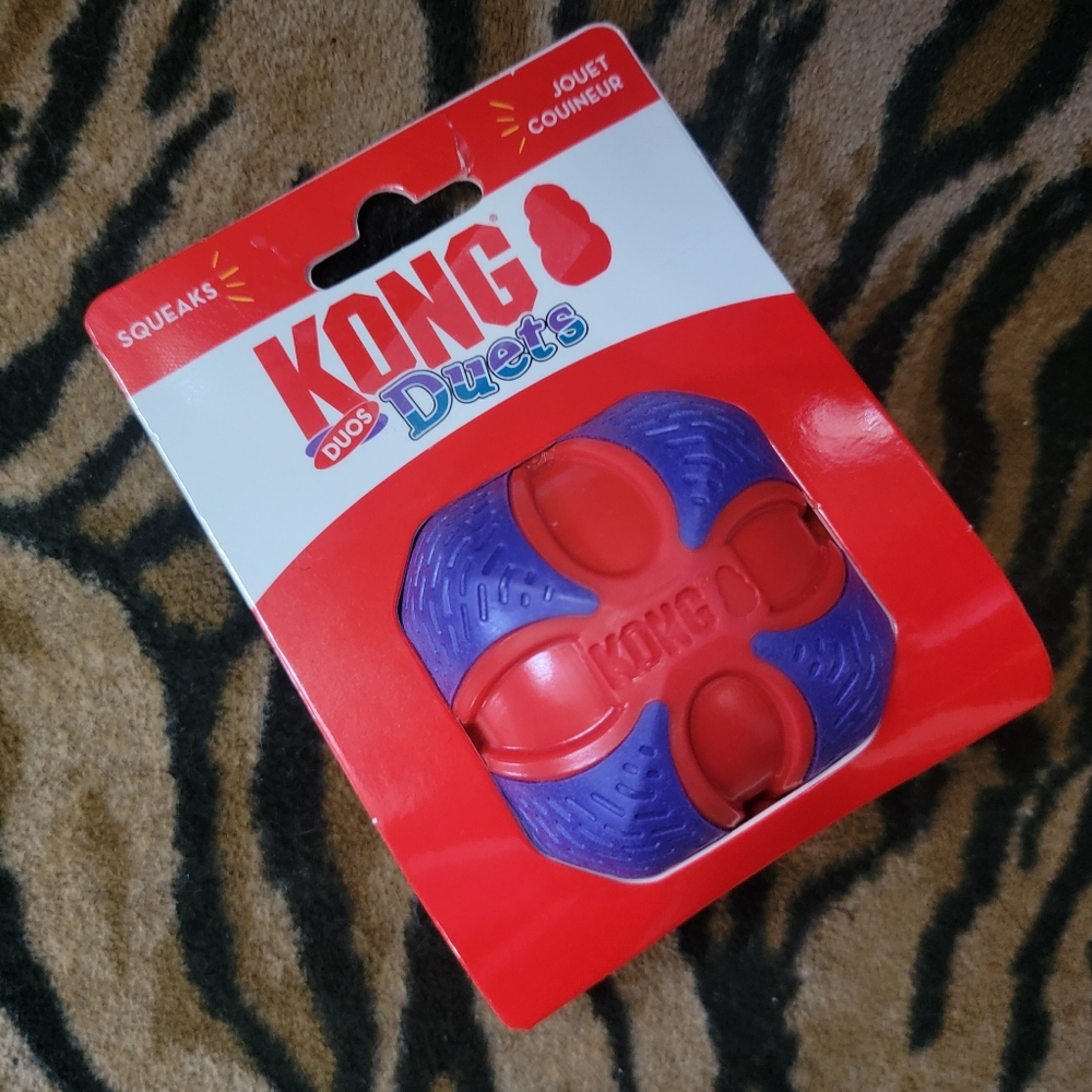 KONG Dog Duets Purple and Red Squeaky Ball Toy Sz Med Ea.